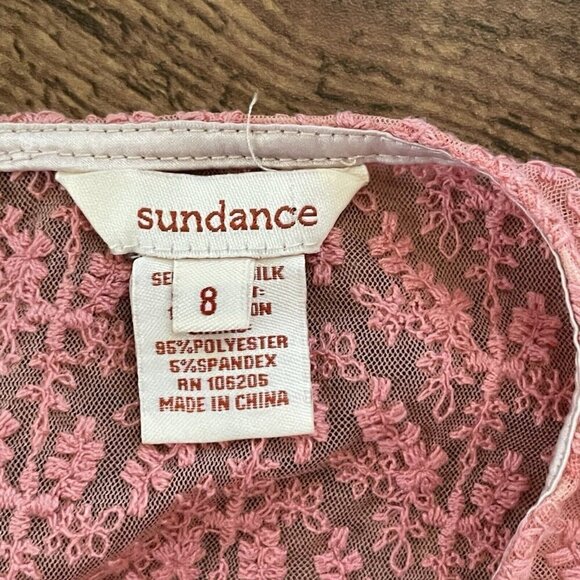 Sundance Womens Embroidered Trellis Dress Sz 8 Pink 100% Silk Sheer Boho Shift - Picture 10 of 10